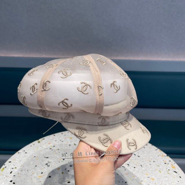 Chanel爆款女士帽子 香奈兒網紗八角帽貝雷帽  mm1293